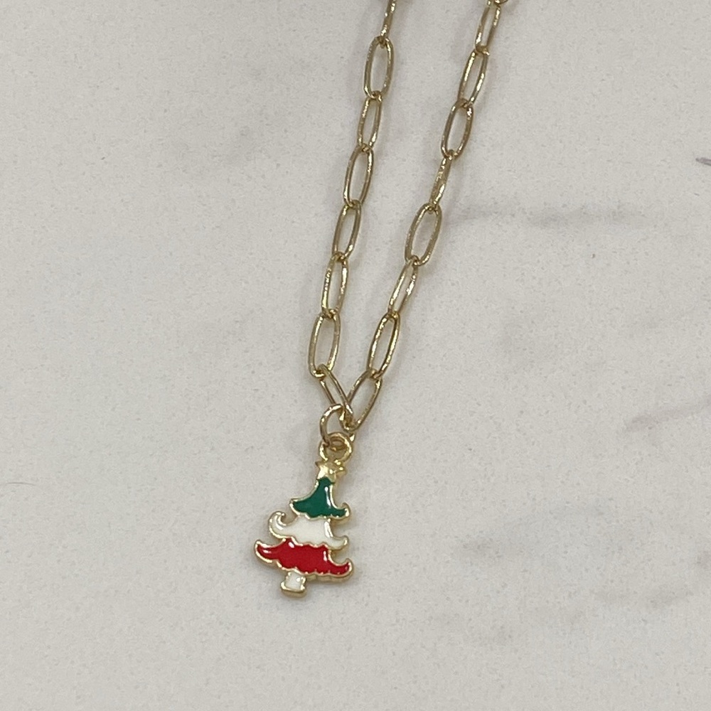 24” Aniston Lane Christmas Tree necklace, red, green, & white